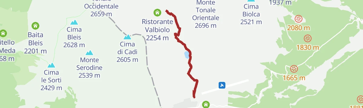 Route map: Ski Mountaineering at Malga Valbiolo